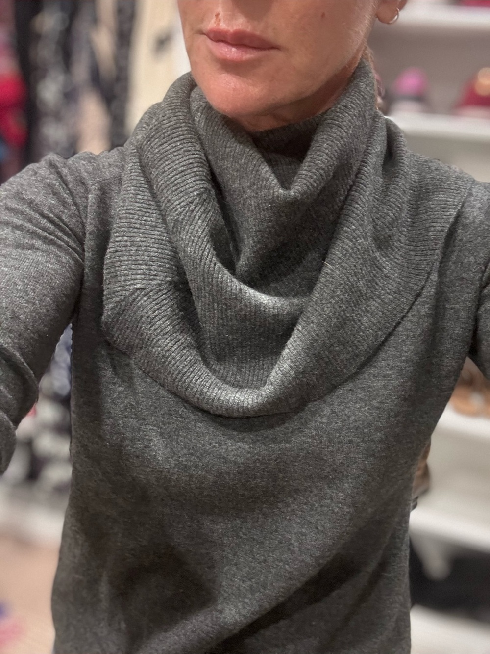 J2 Charcoal Gray Cowl Neck Sweater | Merino Wool & Cashmere Blend | Size Small